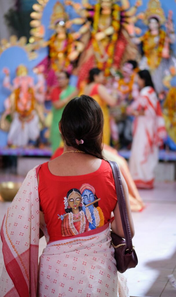 block and hand-painted saree online